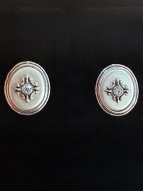 Vintage 1980 Avon Chesterfield Earrings—Oval, Silver Tone, Can be worn 3 ways!